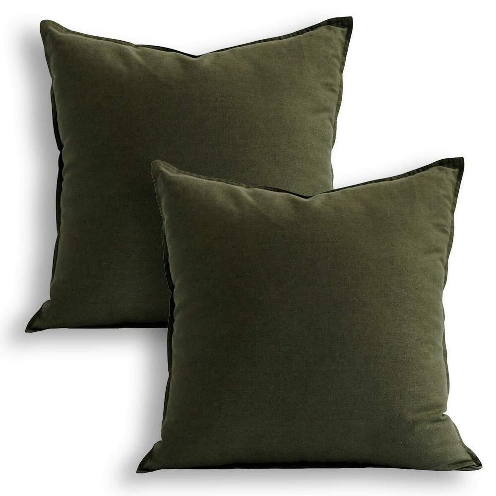 6646 Pack of 2 24 x 24 Inch Cotton Linen Soft Soild Decorative Square Throw